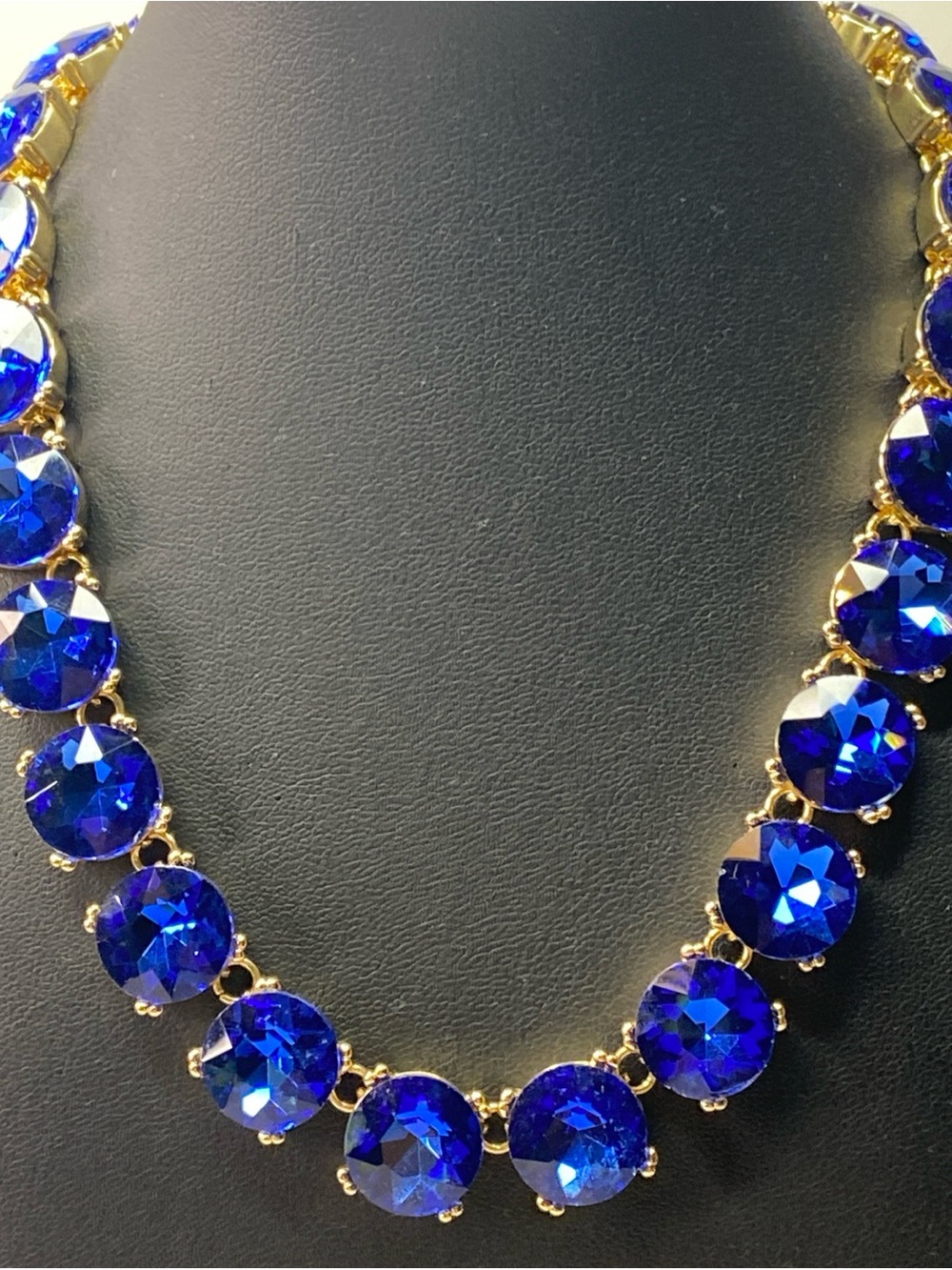 Gold-Plated Necklace with Vibrant Cobalt Blue Stones